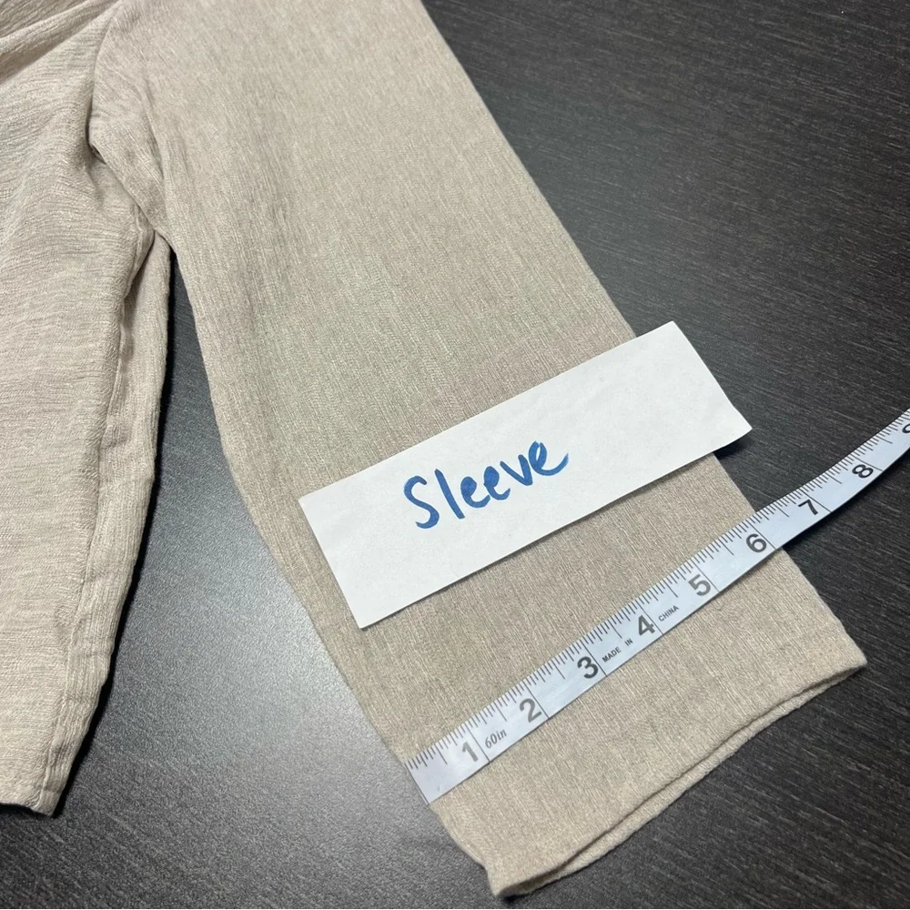 Eileen Fisher XL Coastal Linen Cotton Blend Open Front Drape Cardigan Lagenlook